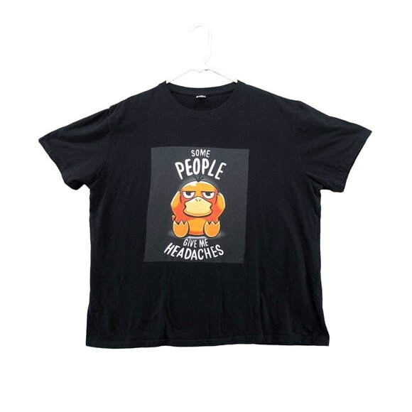 Pokemon Psyduck Retro Graphic Tee Womens XL Black Crew Neck T-Shirt Y2K - Picture 1 of 8